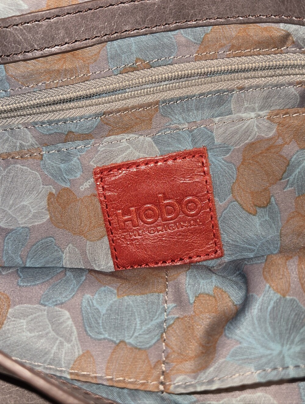 Gray HOBO leather foldover crossbody bag